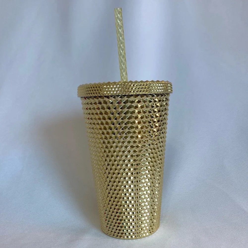 Starbucks Metallic Chrome Gold Bling Studded Grande Holiday 2022 Tumbler NWT - Picture 2 of 5